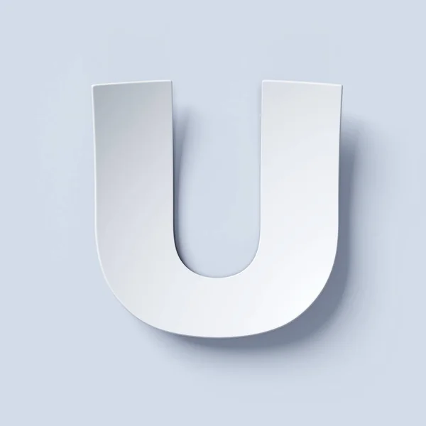 Biały papier gięte czcionki litery U — Zdjęcie stockowe