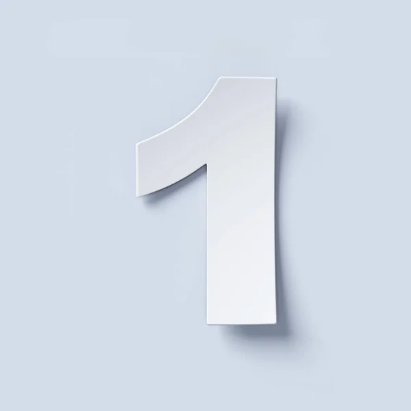 White bent paper font number 1 — Stock Photo, Image