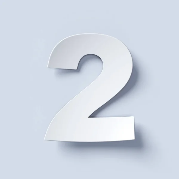 White bent paper font number 2 — Stock Photo, Image