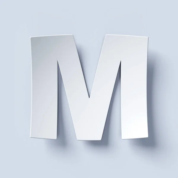 Gebogen Witboek lettertype letter M — Stockfoto