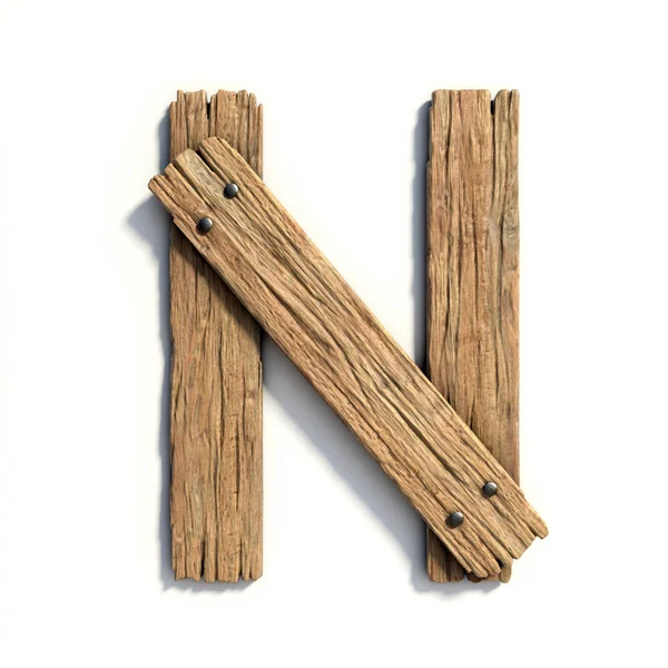 Houten lettertype, plank lettertype letter N — Stockfoto