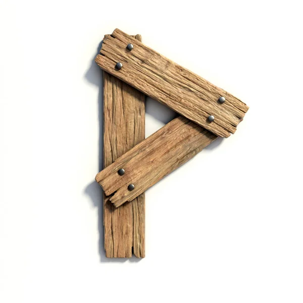 Houten lettertype, plank lettertype letter P — Stockfoto