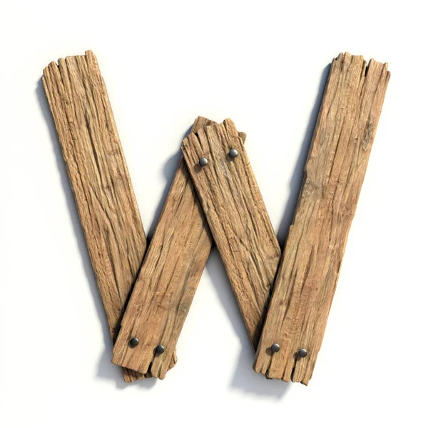 Caratteri in legno, carattere plank lettera W — Foto Stock