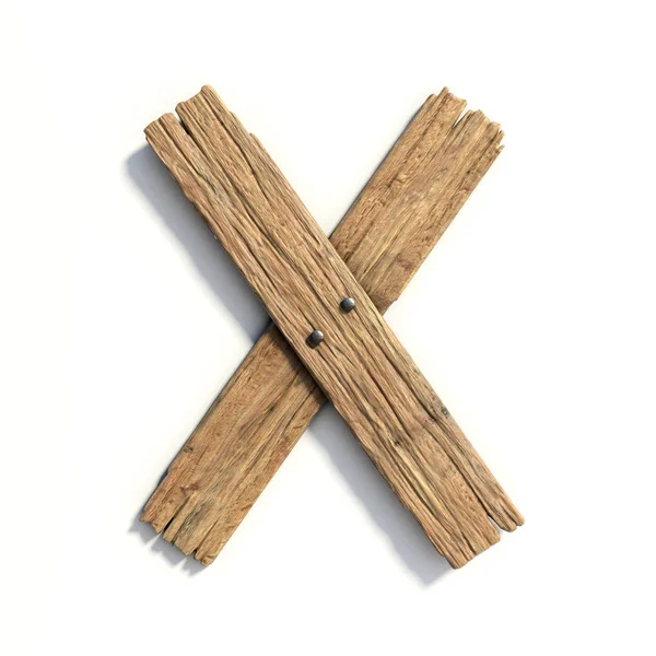 Caratteri in legno, carattere plank lettera X — Foto Stock