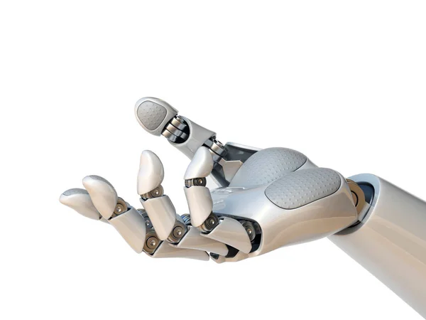 Handreichende Geste des Roboters oder Halten von Objekten 3D-Darstellung — Stockfoto