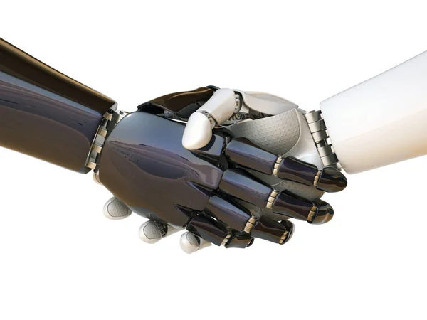 Zwei Roboter beim Händeschütteln — Stockfoto