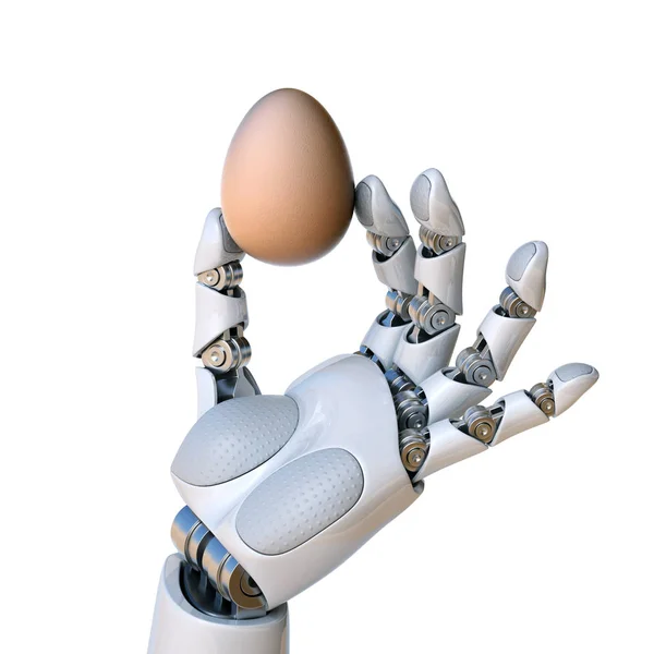 Robot hand holding the egg — Stock Photo, Image