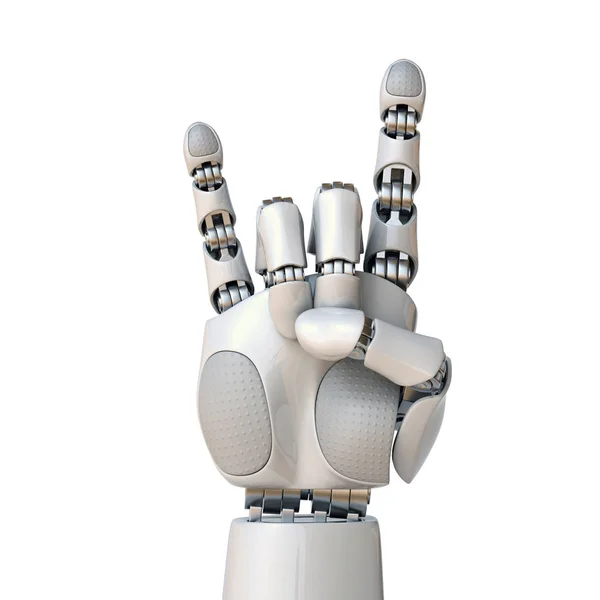 Robot hand gesturing a rock and roll sign — Stock Photo, Image