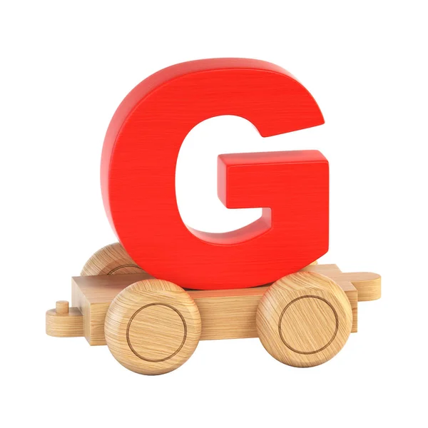 Τρένο γραμματοσειράς στις ρόδες γράμμα G 3d rendering — Φωτογραφία Αρχείου