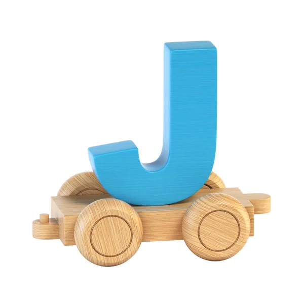 Train font on wheels letter J 3d rendering — Stock Photo, Image