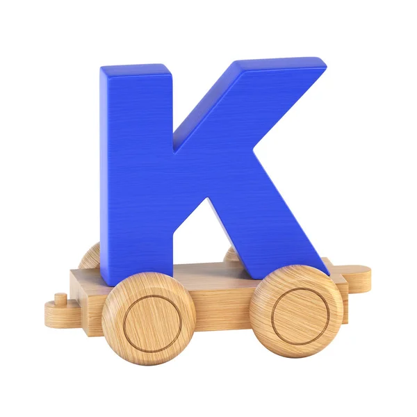 Treno font su ruote lettera K 3d rendering — Foto Stock