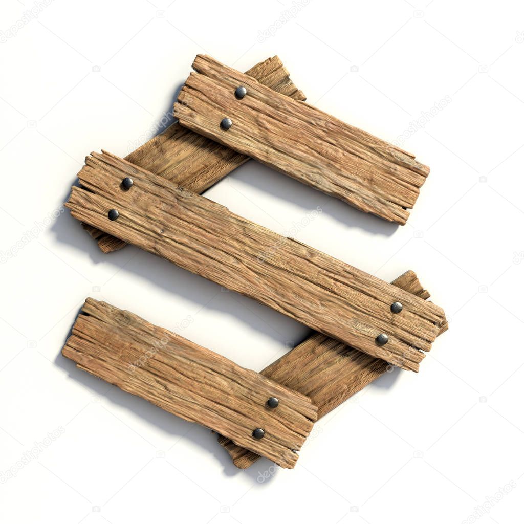 Wood font, plank font letter S