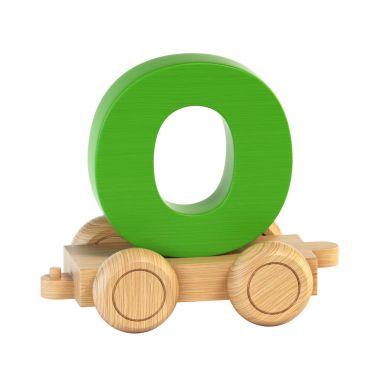 Seyyar O harfi 3d render yazı tipi tren