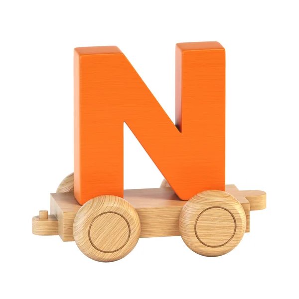 Шрифт поезда на колесах буква N 3d рендеринг — стоковое фото