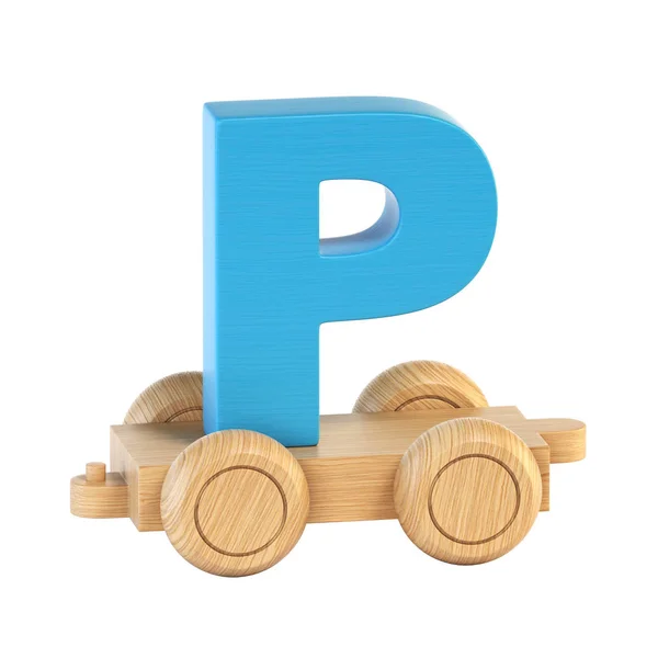 火车车轮字母 P 3d 渲染上的字体 — 图库照片