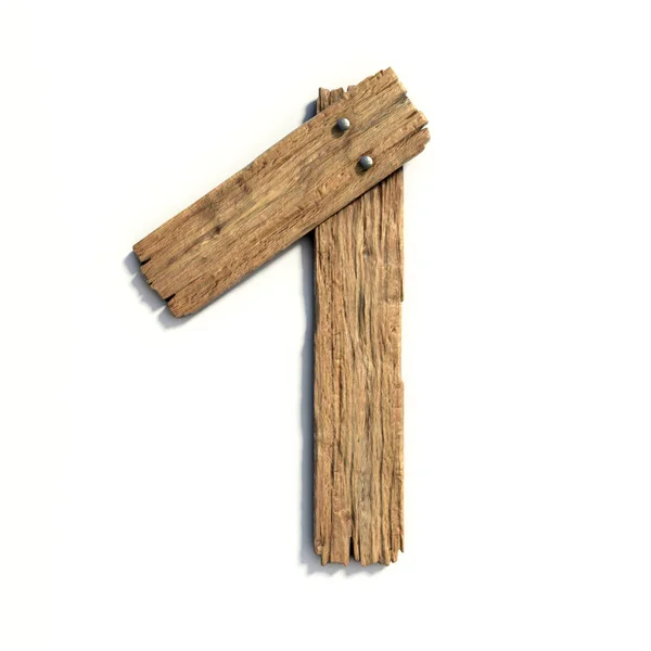 Trä teckensnitt, planka typsnitt nummer 1 — Stockfoto