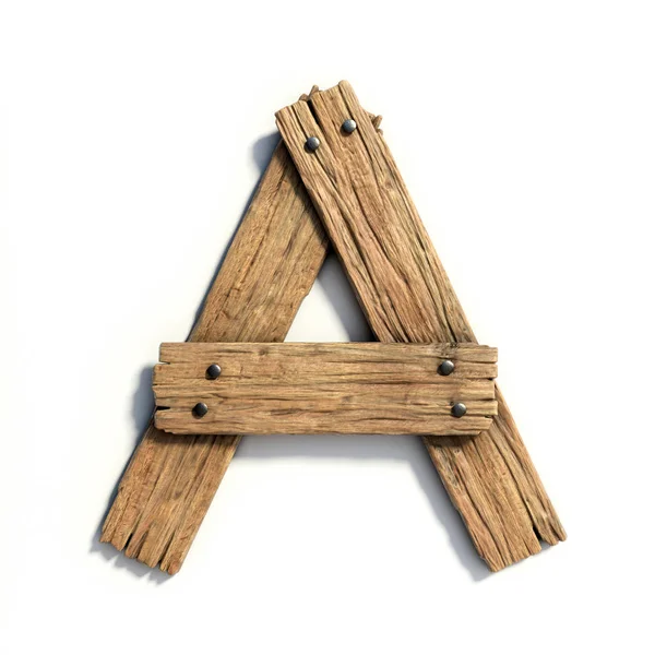 Houten lettertype, plank lettertype letter A — Stockfoto