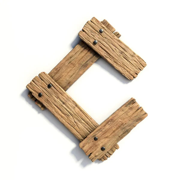 Houten lettertype, plank lettertype letter C — Stockfoto