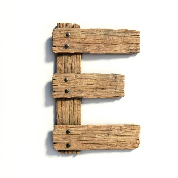 Houten lettertype, plank lettertype letter E — Stockfoto