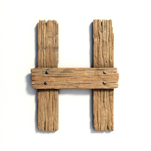 Wood font, plank font letter  H — Stock Photo, Image