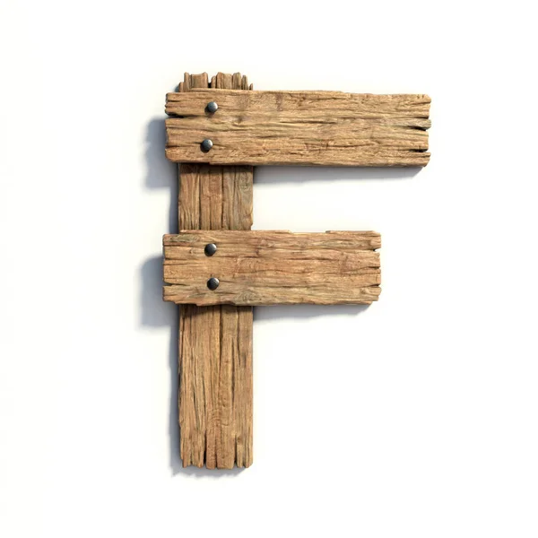 Houten lettertype, plank lettertype letter F — Stockfoto