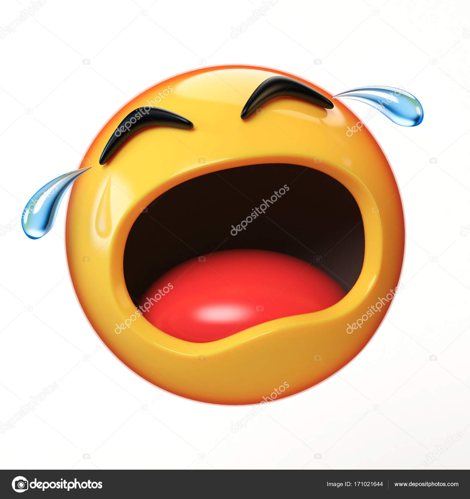 Gråtende emoji isolert på hvit bakgrunn, emotison i tårer 3d smelting –  stockfoto © koya979 #171021644, image size:1600x1700