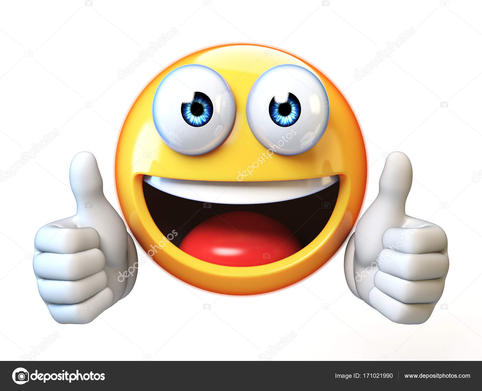 Crazy emoji isolated on white background, silly face emoticon 3d rendering  Stock Illustration