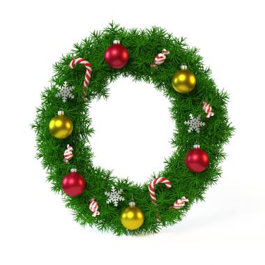 Beyaz, O harfi izole Noel yazı tipi