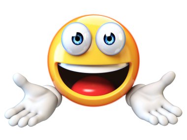     İfade 3d render tebrik, beyaz arka plan üzerinde izole emoji sunulması 