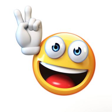     Beyaz arka plan üzerinde zafer ifade 3d render izole barış emoji 