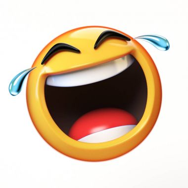     Lol Emoji beyaz arka plan üzerinde yüz ifade 3d render gülüyor izole 
