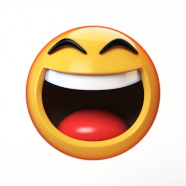 Lol Emoji beyaz arka plan üzerinde yüz ifade 3d render gülüyor izole