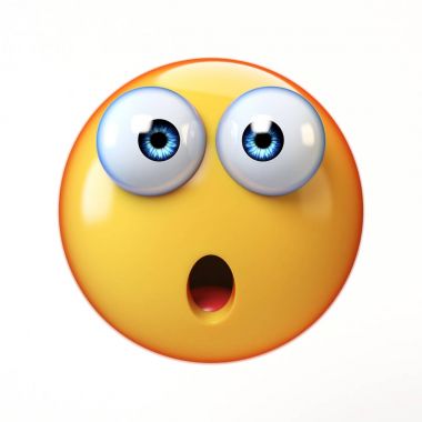     Sürpriz emoji ifade 3d render şok beyaz arka plan üzerinde izole 