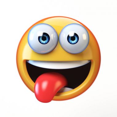Nefis Emoji beyaz zemin üzerine izole dilini ifade 3d render 