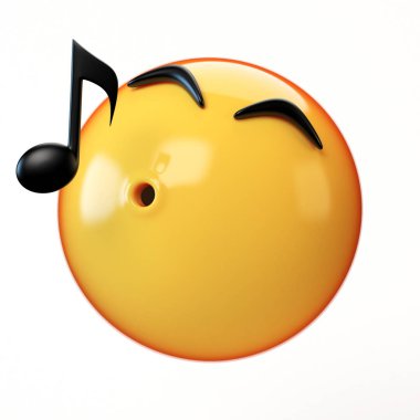     Beyaz arka plan üzerinde müzik ifade 3d render izole emoji ıslık 