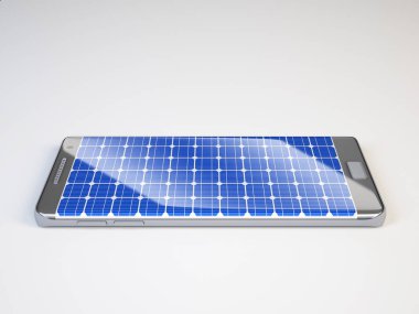 Güneş paneli 3d render olarak cep telefonu