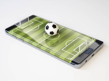     Telefonu futbol sahası olarak akıllı, online izle, online kavramı, 3d render bahis 