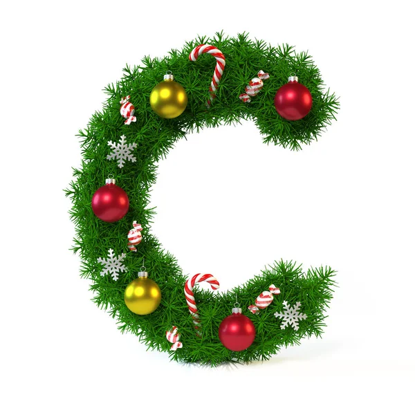 Kerstmis lettertype geïsoleerd op wit, letter C — Stockfoto