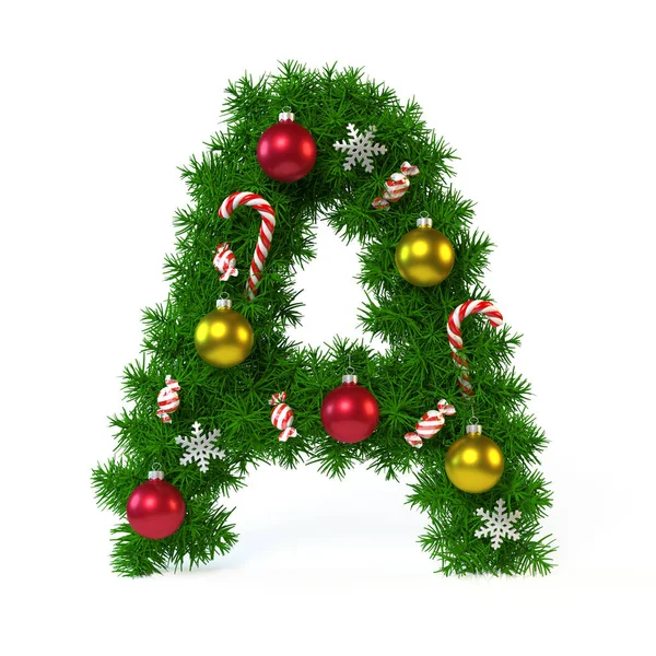 Kerstmis lettertype geïsoleerd op wit, letter A — Stockfoto