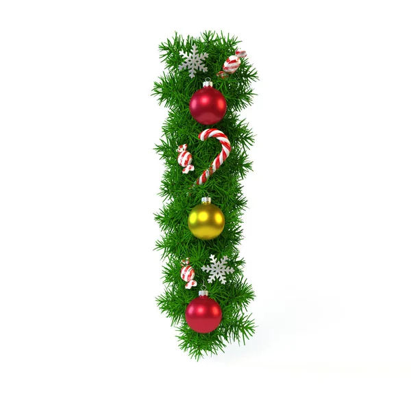 Kerstmis lettertype geïsoleerd op wit, letter I — Stockfoto