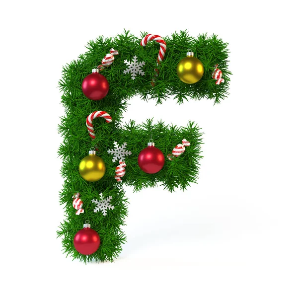 Christmas font isolated on white, letter F — Stock Photo, Image