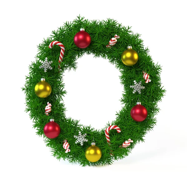 Christmas font isolated on white, letter O — Stock Photo, Image