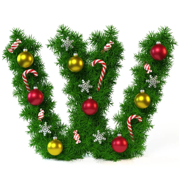 Kerstmis lettertype geïsoleerd op wit, letter W — Stockfoto