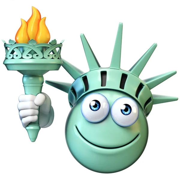 Freiheitsstatue emoji, cartoon emoticon 3D-rendering — Stockfoto