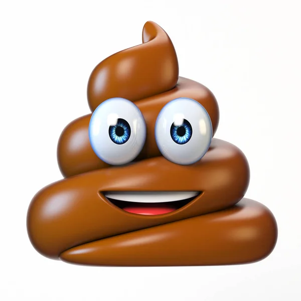 Poop emoji aislado sobre fondo blanco, caca emoticono 3d renderizado —  Fotos de Stock