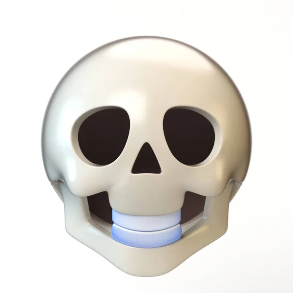 Caveira emoji rosto isolado no fundo branco, morto emoticon 3d renderização — Fotografia de Stock