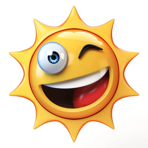Winking emoji isolated on white background, smiling face emoticon 3d rendering — Stock Photo, Image