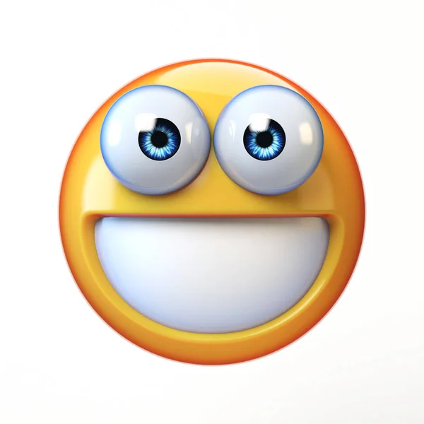 Smiling emoji isolado no fundo branco, dentes emoticon renderização 3d — Fotografia de Stock