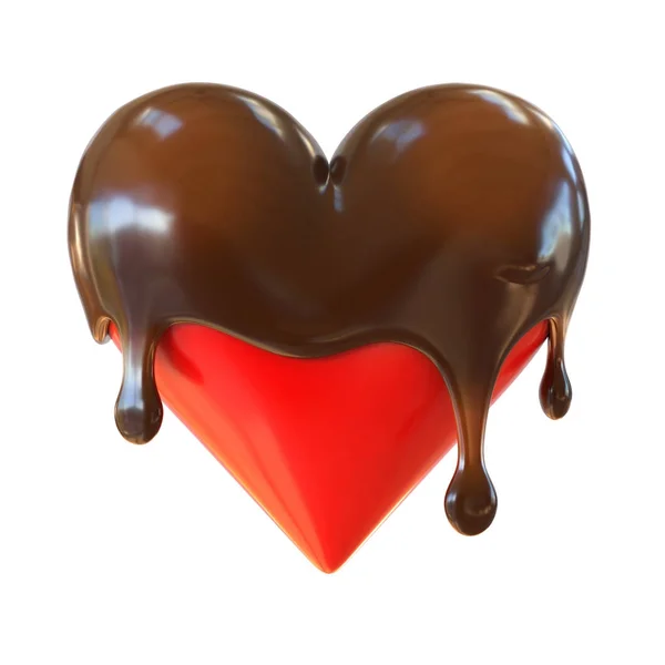 Шоколадное сердце плавит 3D рендеринг — стоковое фото