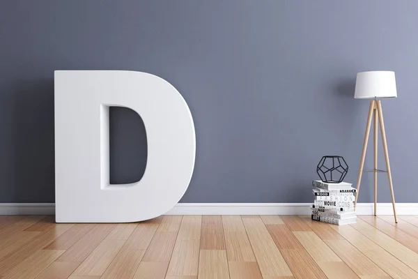 Mintája fel belső betűtípus 3d rendering D betű — Stock Fotó